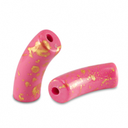 Acrylic beads tube shiny Pink-Gold