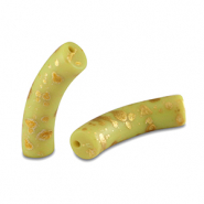 Acrylic beads tube matt Lime Green-Gold