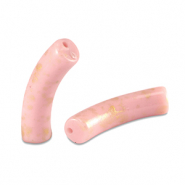 Acrylic beads tube shiny Light Pink-Gold