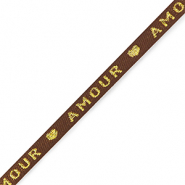 Ribbon text "amour" Brown-Gold