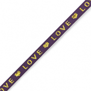 Ribbon text "love" Purple-Gold