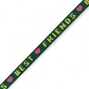 Ribbon text "best friends" Green-Gold-Pink