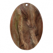 Resin pendants oval glitter Multicolor Brown