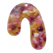 Resin pendants organic Pink-Purple Gold