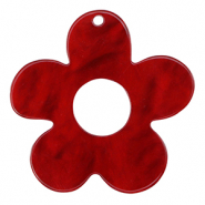 Resin pendants flower Salsa Red