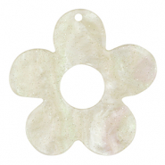 Resin pendants flower glitter Cashmere White