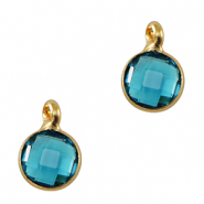 Crystal glass charms 7mm Blue-Gold