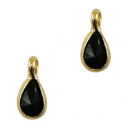 Crystal glass charms drop Black-Gold
