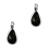 Crystal glass charms drop Black-Silver