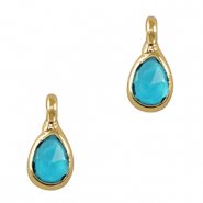 Crystal glass charms drop Blue-Gold