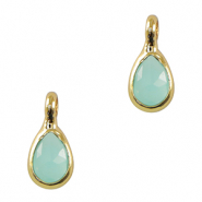 Crystal glass charms drop Light Blue-Gold