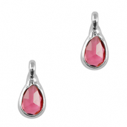 Crystal glass charms drop Pink-Silver
