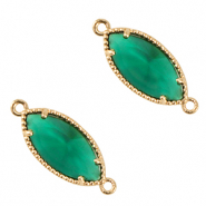 Crystal glass connectors oval Green-Gold