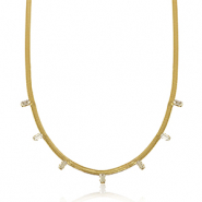 Stainless steel snake necklaces crystal Gold-Crystal