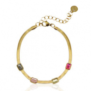 Stainless steel snake bracelets crystal Gold-Multicolour