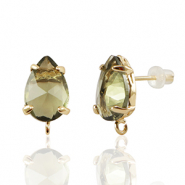 Crystal Glass earrings / earpins with loop drop Brown-Gold