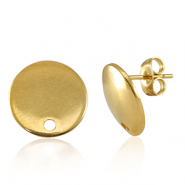 Stainless steel findings earrings / earpin with eye 13mm Gold