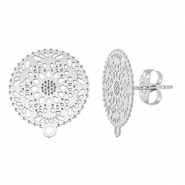 Stainless steel findings earrings / earpin 15mm with loop Silver