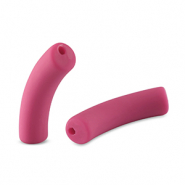 Acrylic tube beads matt Magenta Pink