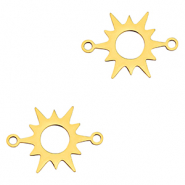 Stainless steel charms connector sun Gold