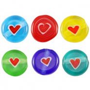 Millefiori beads disc heart 8mm Multicolour