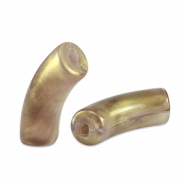 Acrylic tube beads shiny Golden Taupe
