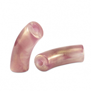 Acrylic tube beads shiny Golden Vintage Pink