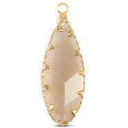 Crystal glass charms oval Black Diamond-Gold