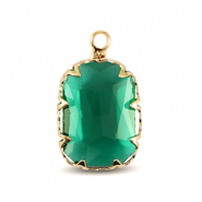 Crystal glass charms rectangle Classic Green-Gold