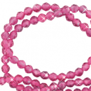 Natural stone faceted beads 3mm Magenta Pink-Pearl Shine Coating