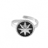 Stainless steel rings star Silver-Black