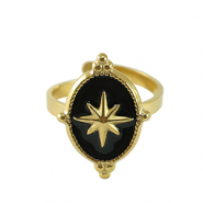 Stainless steel rings star Gold-Black
