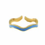 Stainless steel rings Gold-Blue