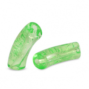 Acrylic tube beads crackled Peridot Green