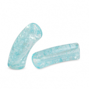Acrylic tube beads crackled Turquoise Blue