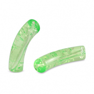 Acrylic tube beads crackled Peridot Green