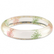 Ready-made Bracelets with dried flowers Light Pink Green-Gold