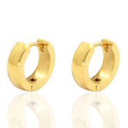 Stainless steel earrings creole rounded 13mm Gold