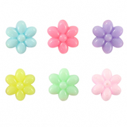 Acrylic look beads flower Multicolour Pastel