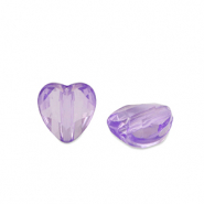 Acrylic beads heart Purple Transparent
