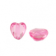 Acrylic beads heart Magenta Pink Transparent