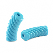 Acrylic tube beads twisted Blue