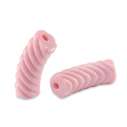 Acrylic tube beads twisted Light Rose