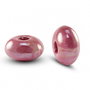 DQ greek ceramic beads rondelle Magenta Pink