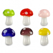Glass beads mushroom Multicolour-White