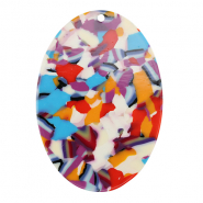 Resin pendants oval Multicolor Confetti