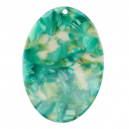 Resin pendants oval Turquoise-Green