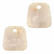 Resin pendants trapezium Pearl White-Pink