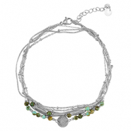 Stainless steel anklets stone Silver-Green