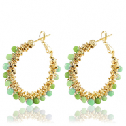 Stainless steel earrings facet Green-Gold